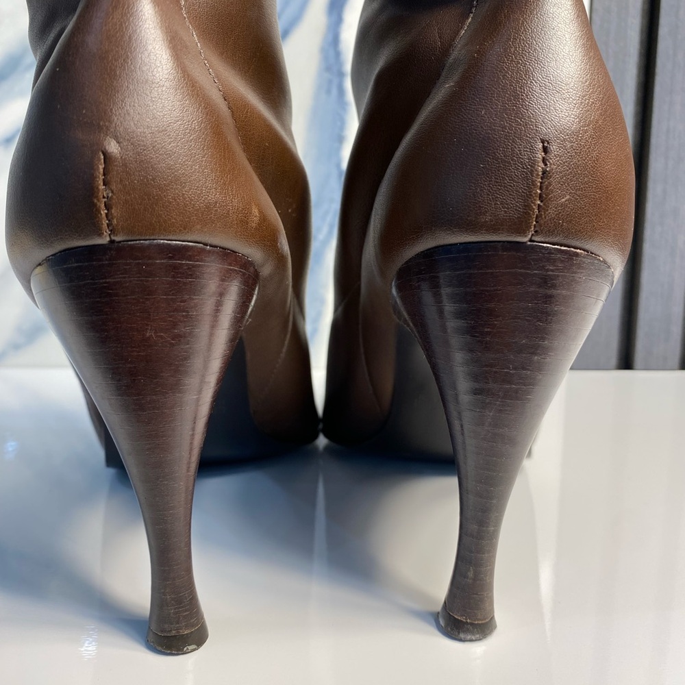 Gianni Fermani Elegant Brown Leather Ankle Boots Made in Brazil Size 9.5 - Picture 6 of 11